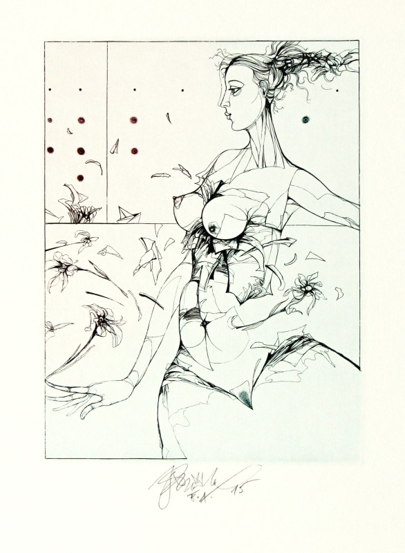 Brázda Jiří - Woman with a Flower - Print