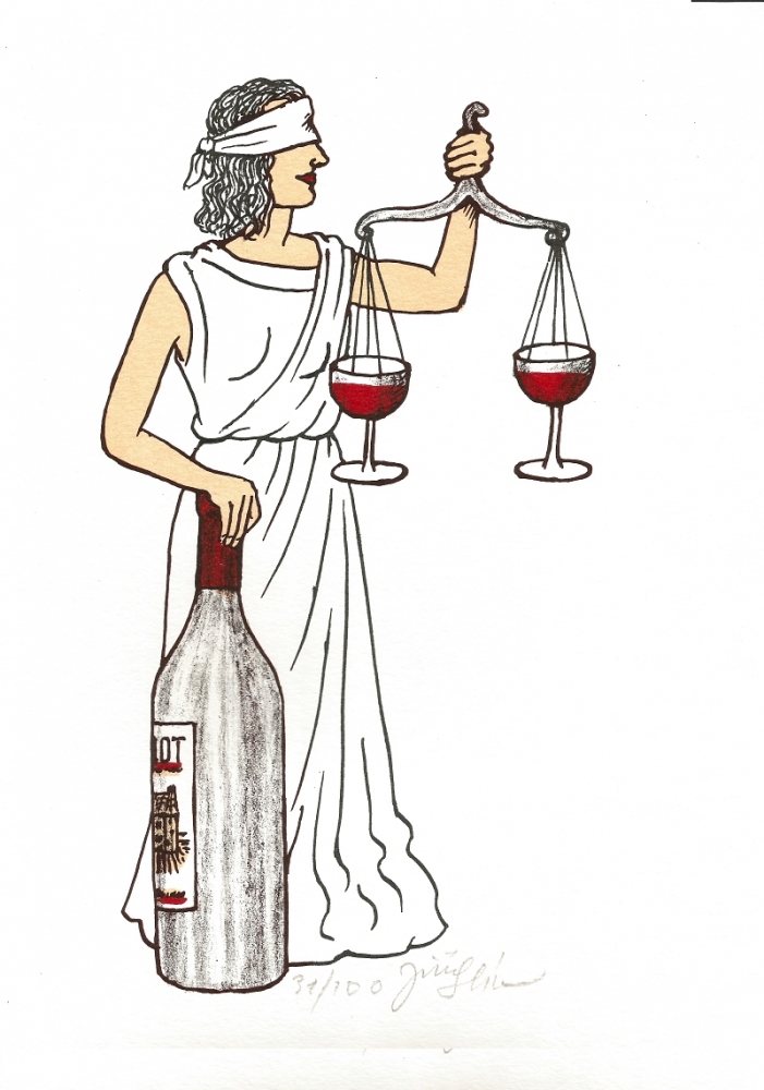 Slíva Jiří - Justice s vínem  - Grafika